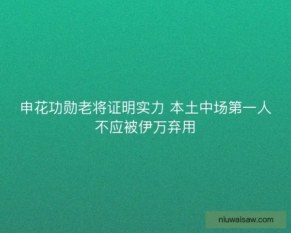 申花功勋老将证明实力 本土中场第一人不应被伊万弃用