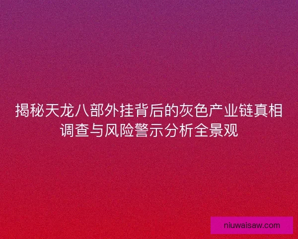 揭秘天龙八部外挂背后的灰色产业链真相调查与风险警示分析全景观