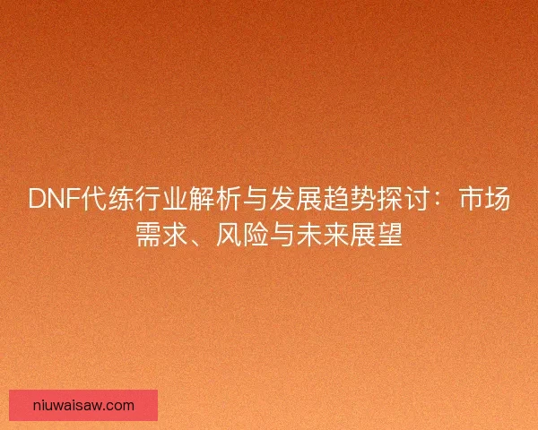 DNF代练行业解析与发展趋势探讨：市场需求、风险与未来展望