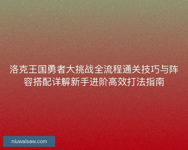 洛克王国勇者大挑战全流程通关技巧与阵容搭配详解新手进阶高效打法指南