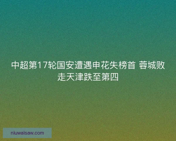 中超第17轮国安遭遇申花失榜首 蓉城败走天津跌至第四