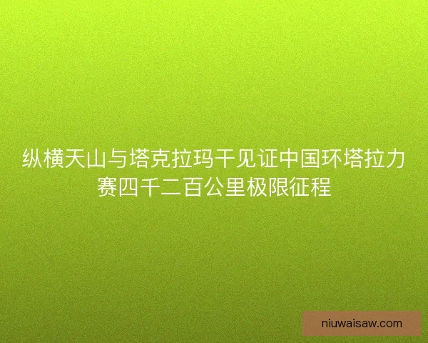 纵横天山与塔克拉玛干见证中国环塔拉力赛四千二百公里极限征程