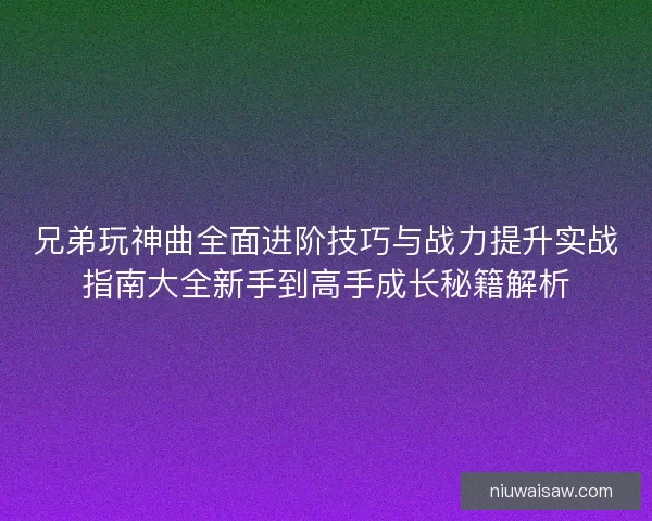 兄弟玩神曲全面进阶技巧与战力提升实战指南大全新手到高手成长秘籍解析