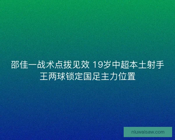 邵佳一战术点拨见效 19岁中超本土射手王两球锁定国足主力位置